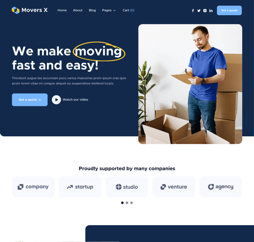 Home Page - Movers X Webflow Template
