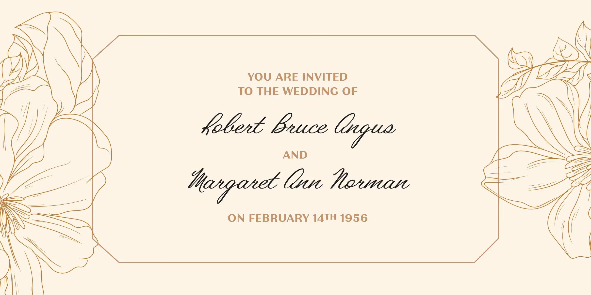 A mock up wedding invite for my grandparents wedding.