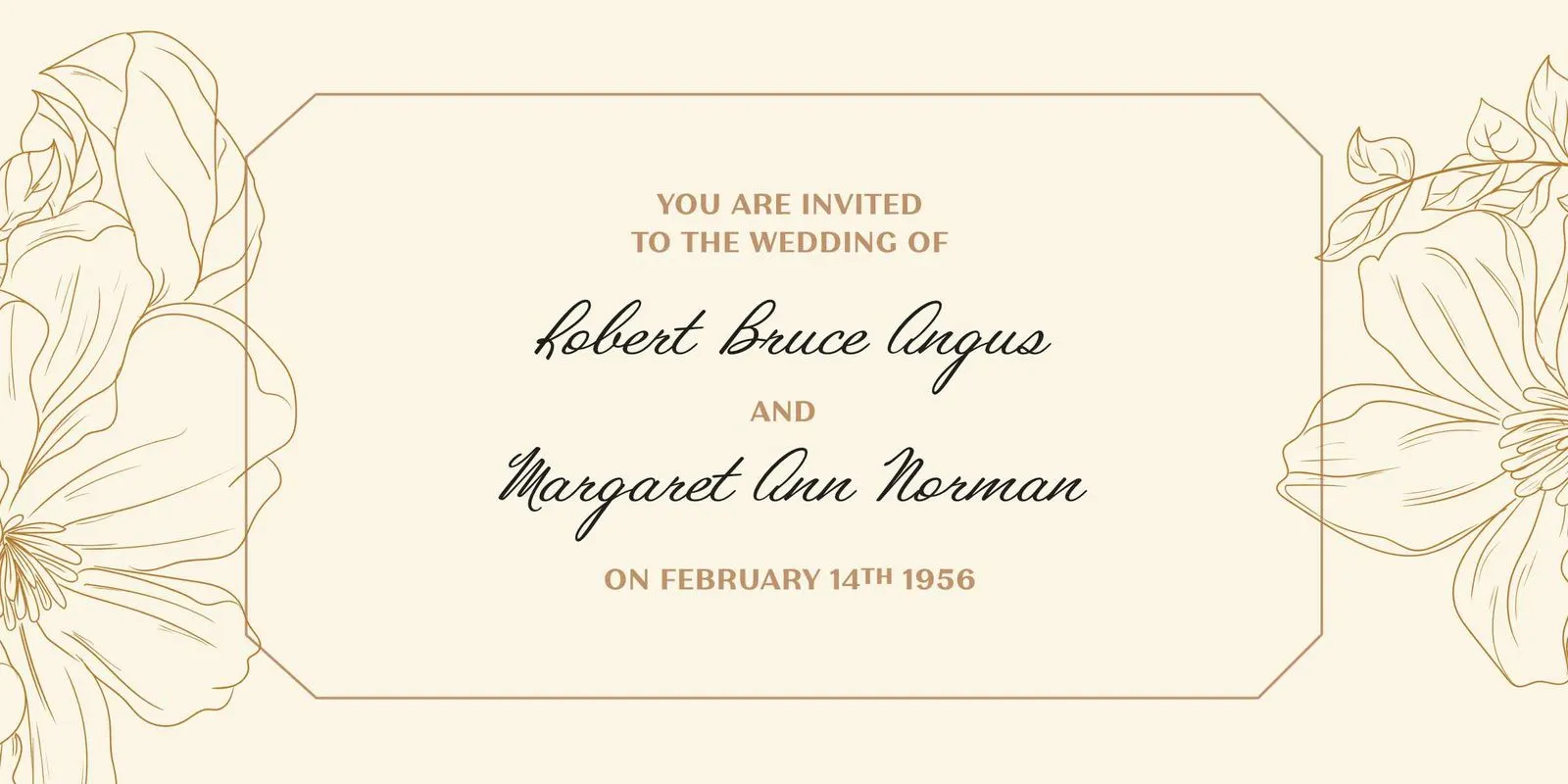 A mock up wedding invite for my grandparents wedding.