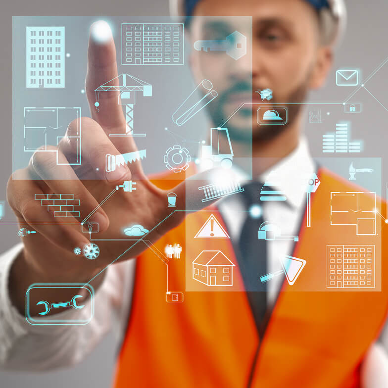 Architect Working With Virtual 3d Projection