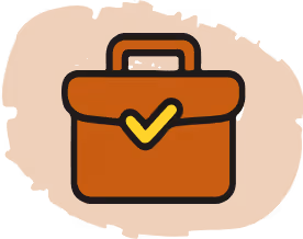 Orange briefcase with checkmark

