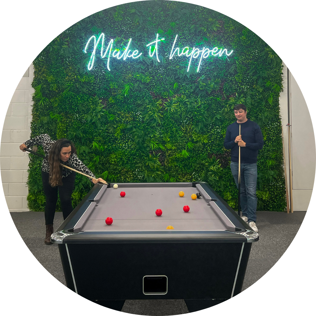 Playing pool in the Simple Media Office