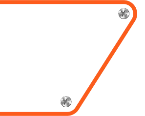 Left-angled UI panel in pinball design with orange trim and bolts