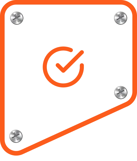 Icon panel with checkmark indicating reliability and trust