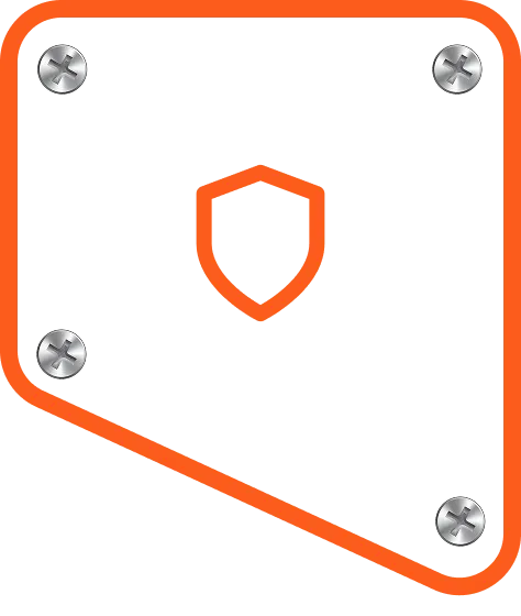 Icon panel with shield symbol representing cybersecurity and protection