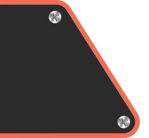 Left panel of angled component with orange trim and screws