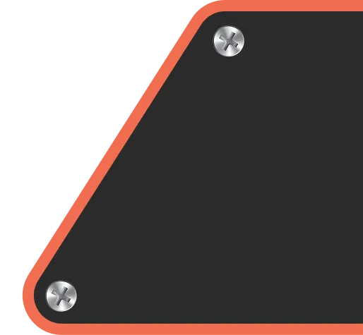 Right panel of angled component with orange trim and screws