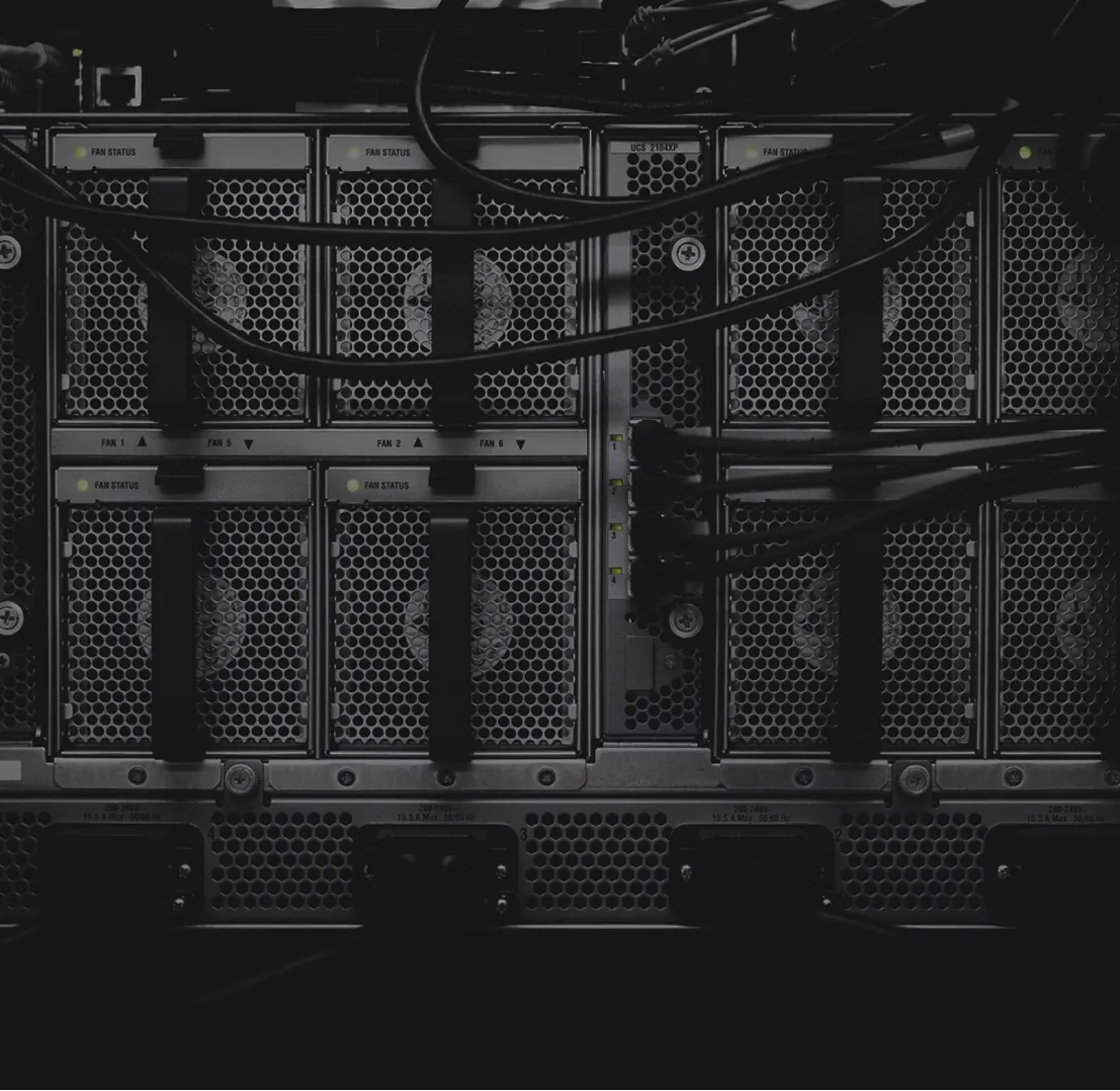 Server racks with extensive cabling infrastructure