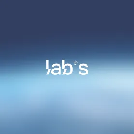 Logo with stylized white text 'lab's' on a blue gradient background.