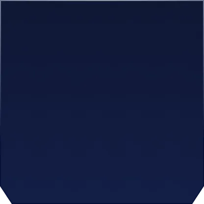 Minimalist navy blue geometric shape with angled cut corners on a dark blue background.