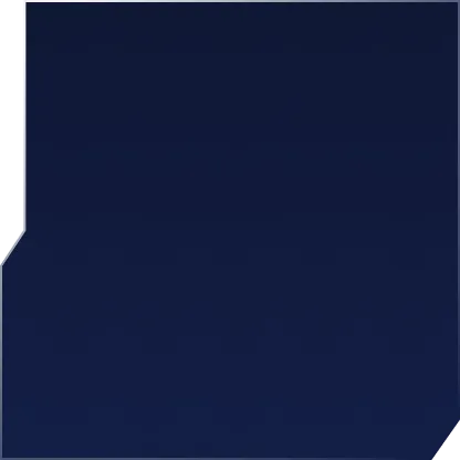 Dark blue irregular polygon with a notch on the left edge and a curved corner on the bottom right.