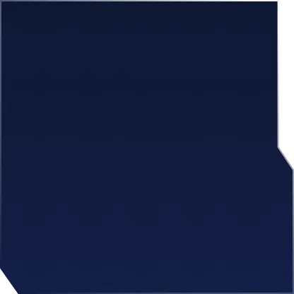 Solid navy blue square with a small straight notch taken out from the right edge.