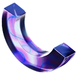 Curved metallic letter 'J' with a purple and blue iridescent texture.