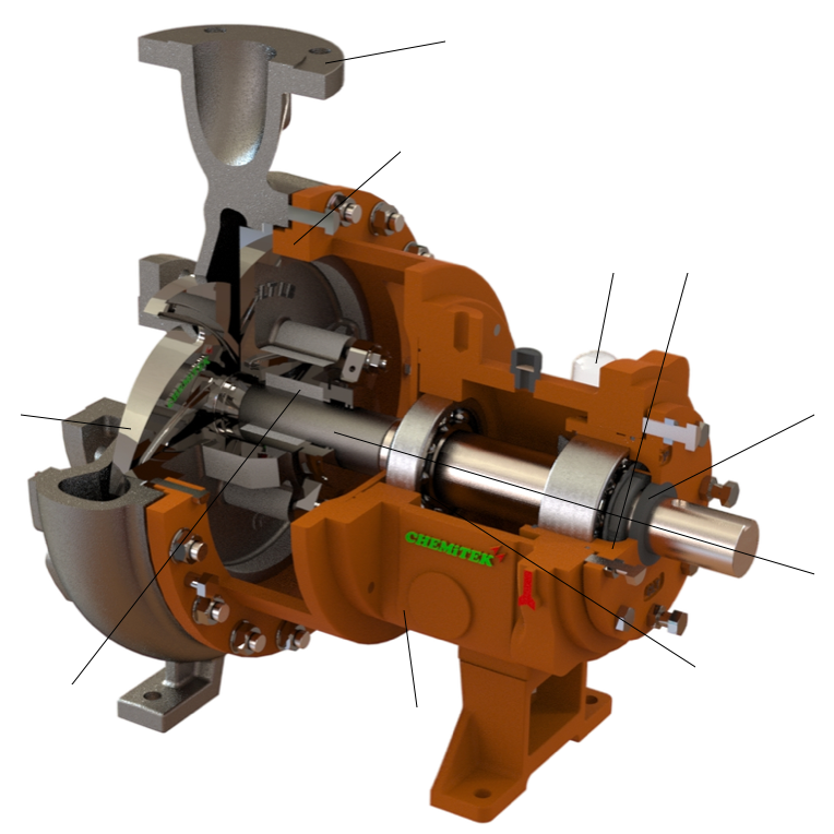 Cross-section of a metallic pump