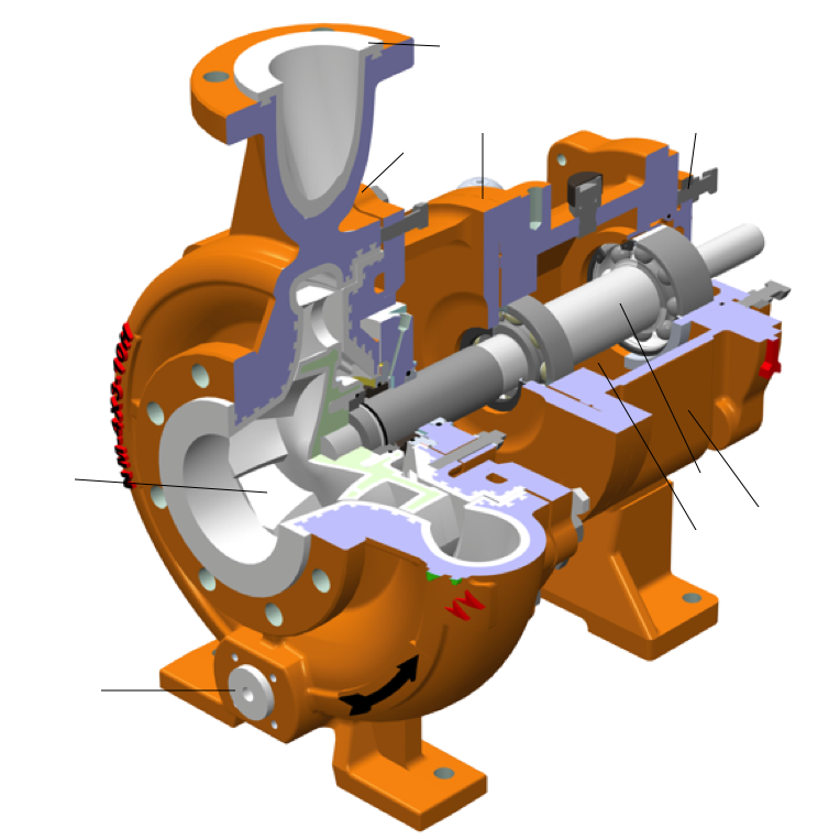 Cross-section of a non-metallic pump