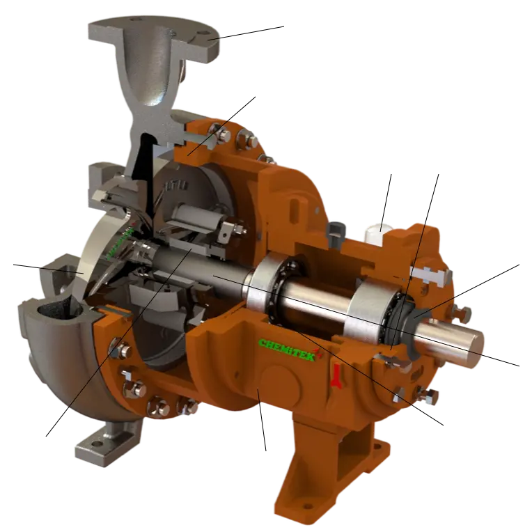 Cross-section of a metallic pump
