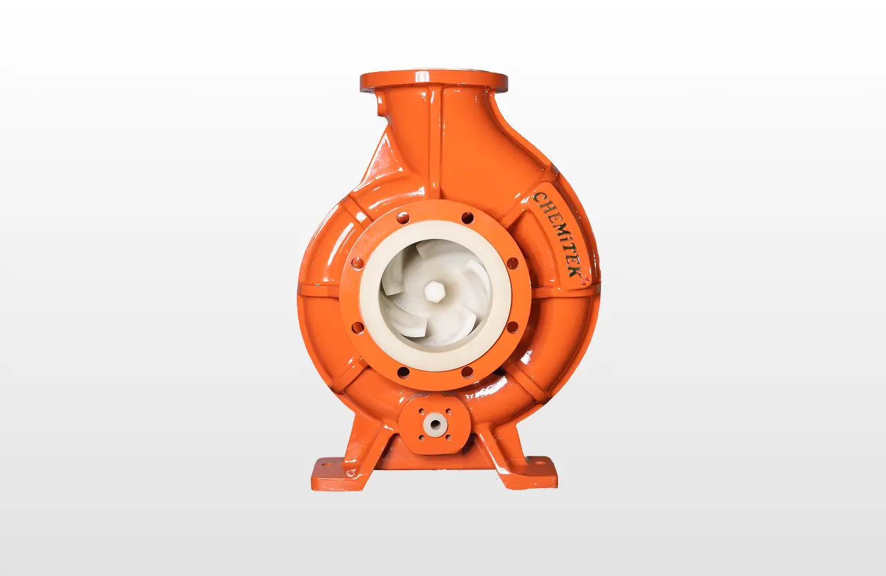 Chemitek NM Series non-metallic pump for corrosive media, featuring a thick PVDF casing