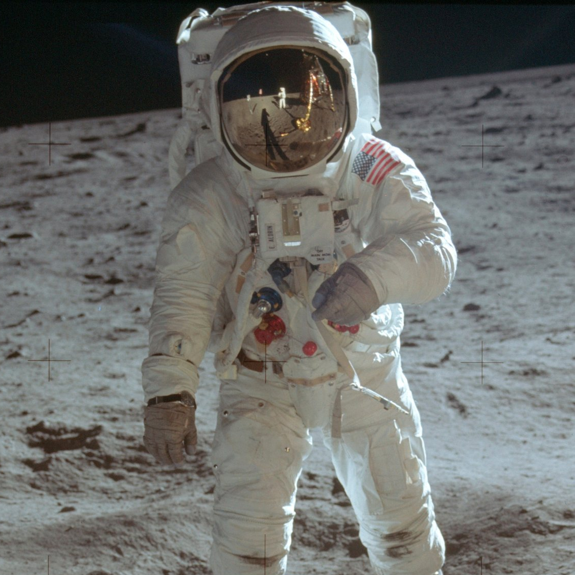 Neil Armstrong wearing a Omega Speedmaster on the moon