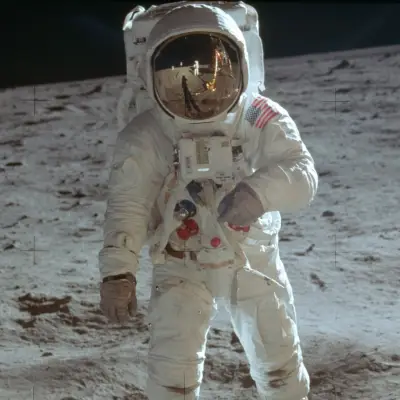 Neil Armstrong wearing a Omega Speedmaster on the moon