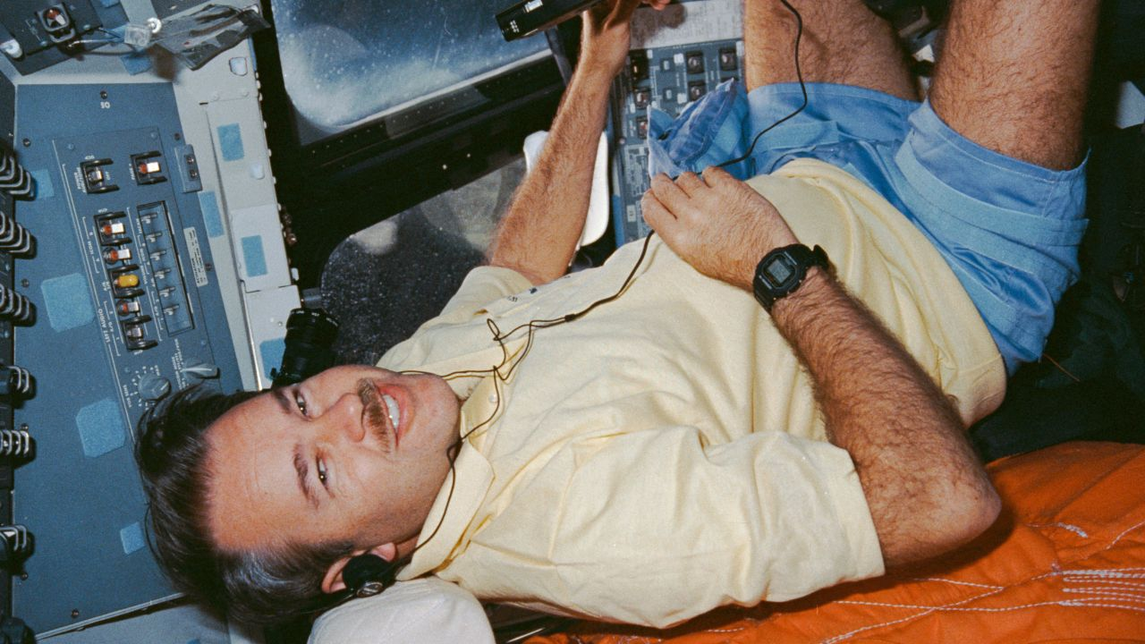 John Creighton wearing a G-Shock watch in space