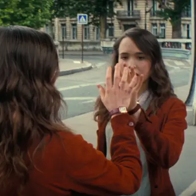 Cartier Tank Louis in Yellow Gold watch worn by Elliot Page in Inception