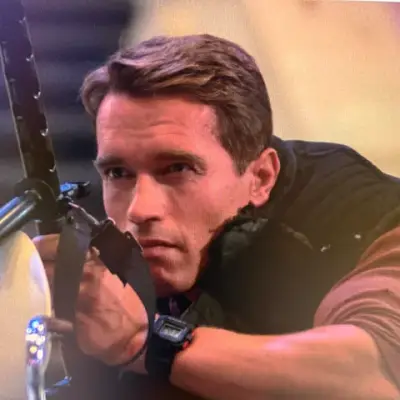 Alt-text: G-Shock G-5500-1 watch worn by Arnold Schwarzenegger in The Running Man