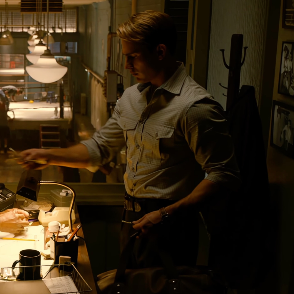 Chris Evans as Caption America wears a Hamilton watch in The Avengers