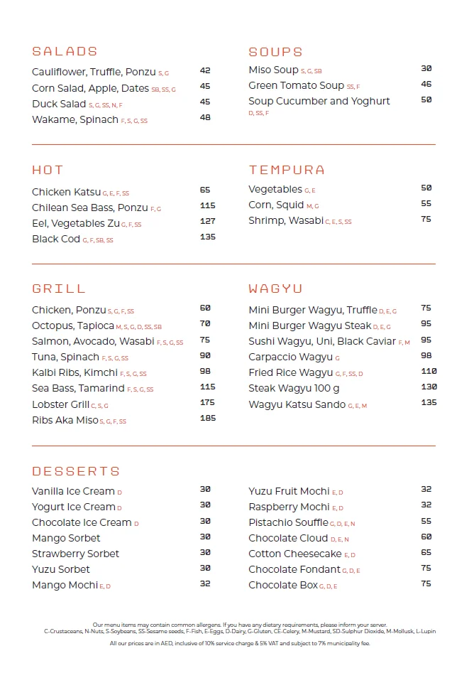 Second page of the food menu