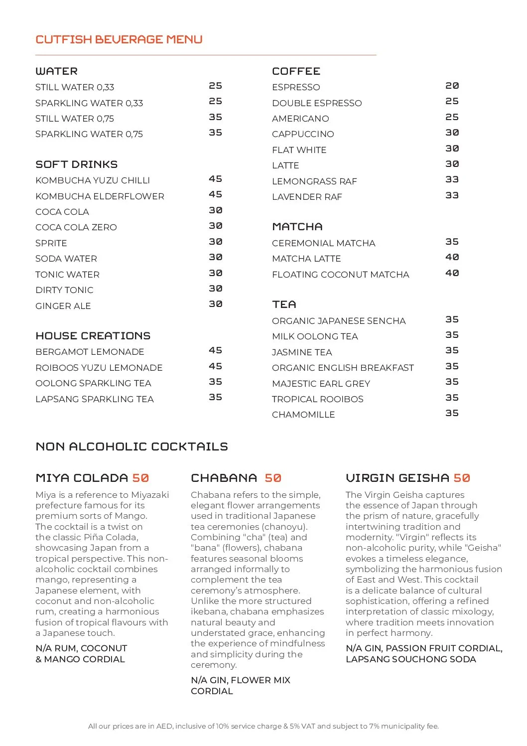 Drinks Menu