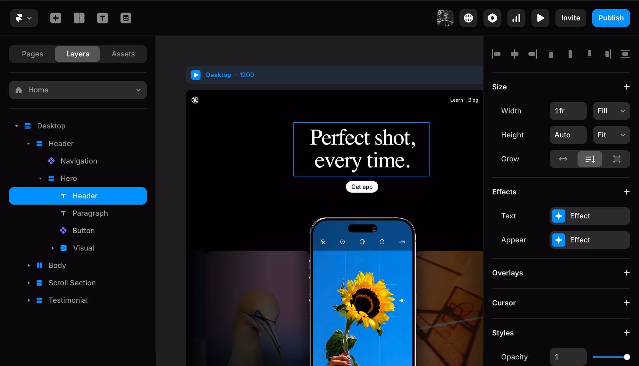 Framer interface