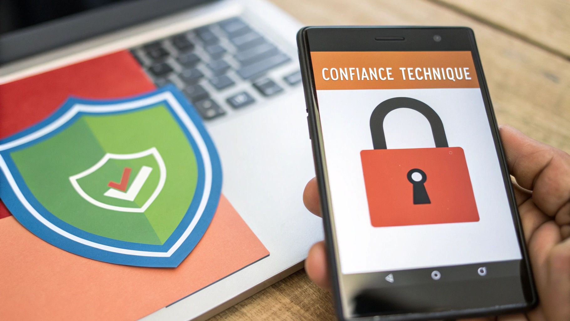 Image d'un cadenas de sécurité superposé à une interface de site Webflow, symbolisant la confiance et la sécurité en ligne.