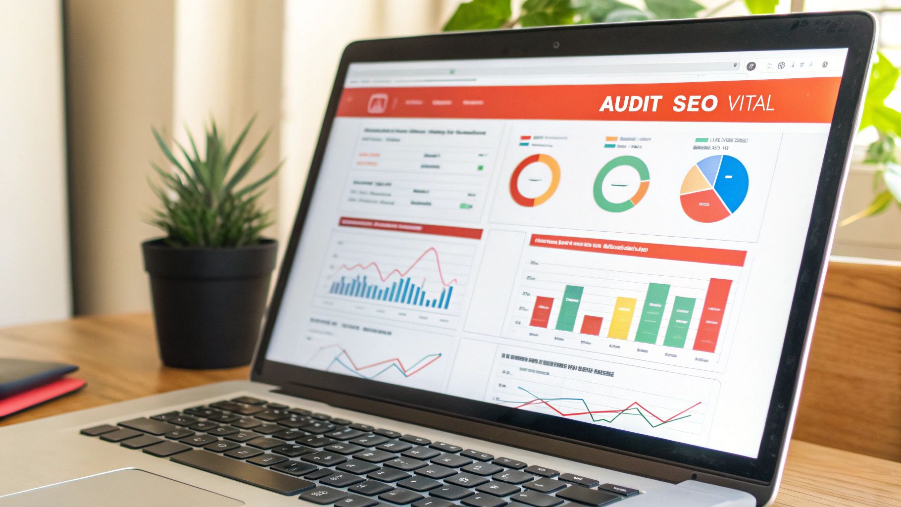 Une personne analysant des données sur un ordinateur portable, symbolisant un audit SEO.