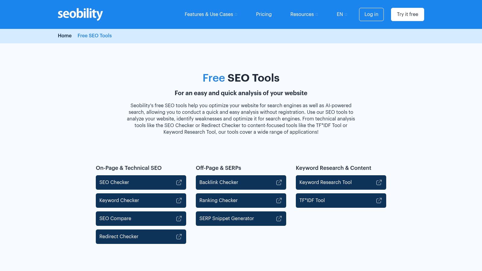 Seobility – Free SEO Tools