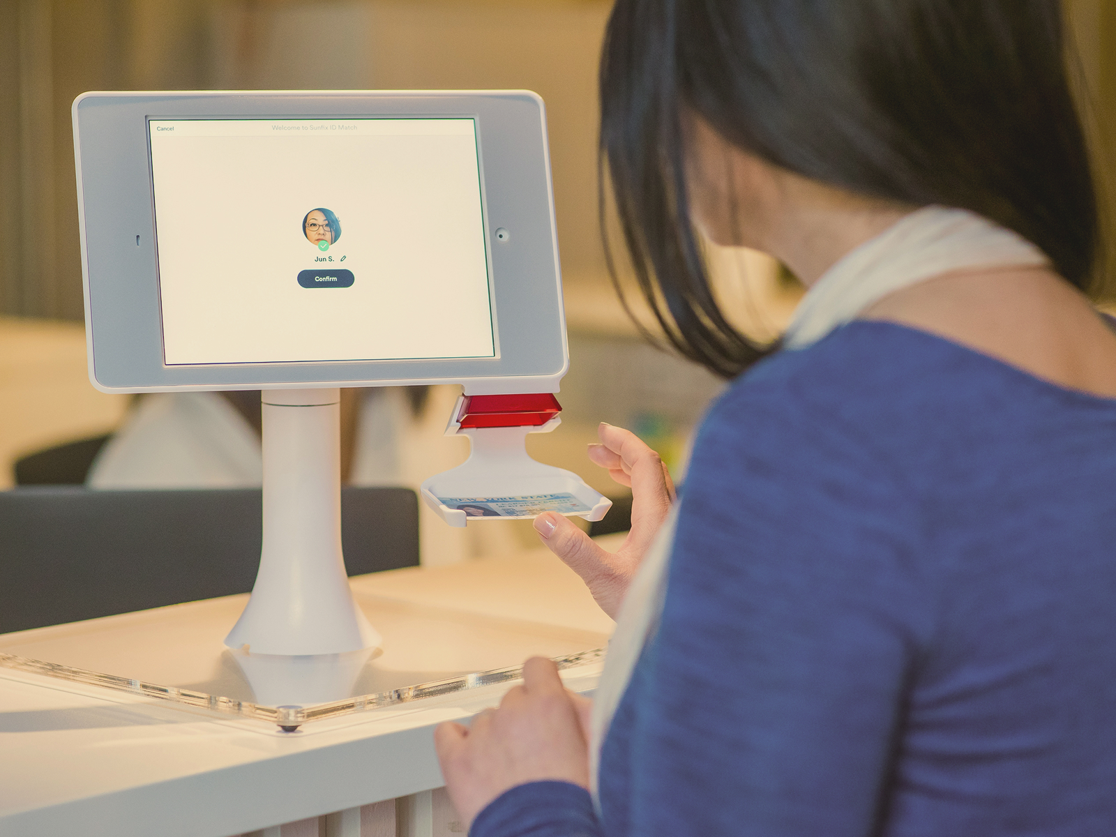 Person looking at kiosk