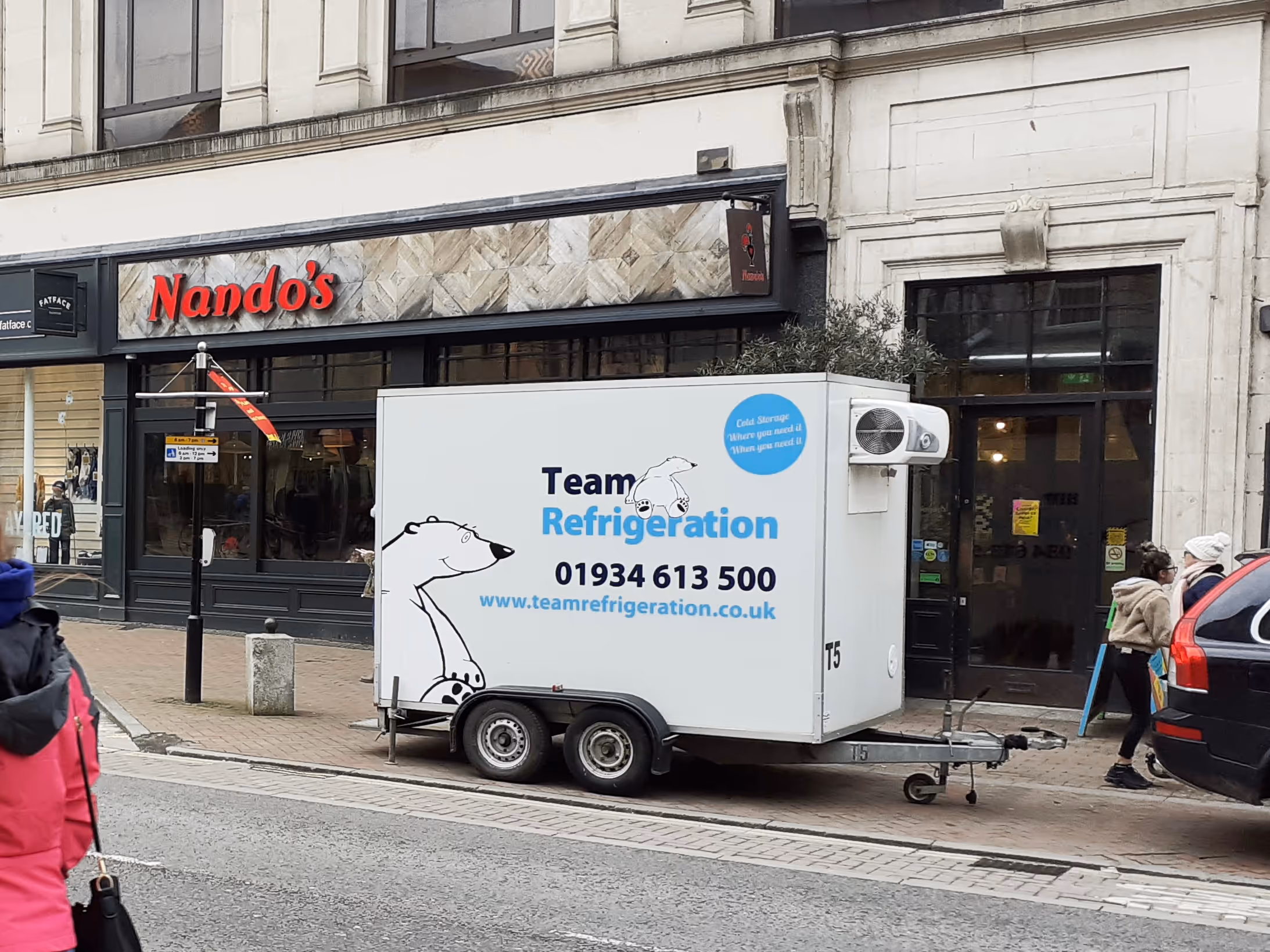 cold freezer trailer hire outside nandos restaurant