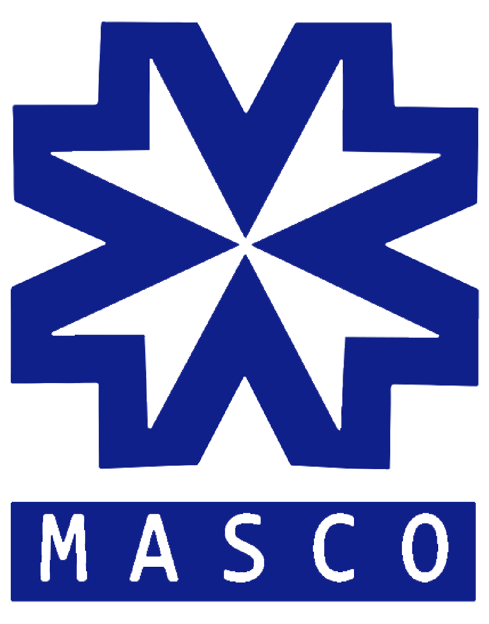 Blue eight-point star-shaped geometric logo above the word MASCO in capital letters.