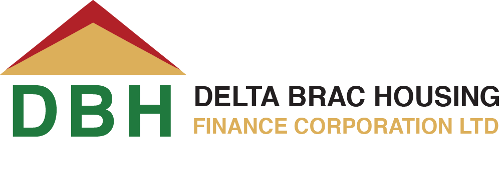 Logo of Delta Brac Housing Finance Corporation Ltd featuring a stylized roof above the initials DBH.