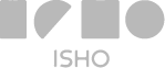 ISHO company logo with abstract shapes above the company name.