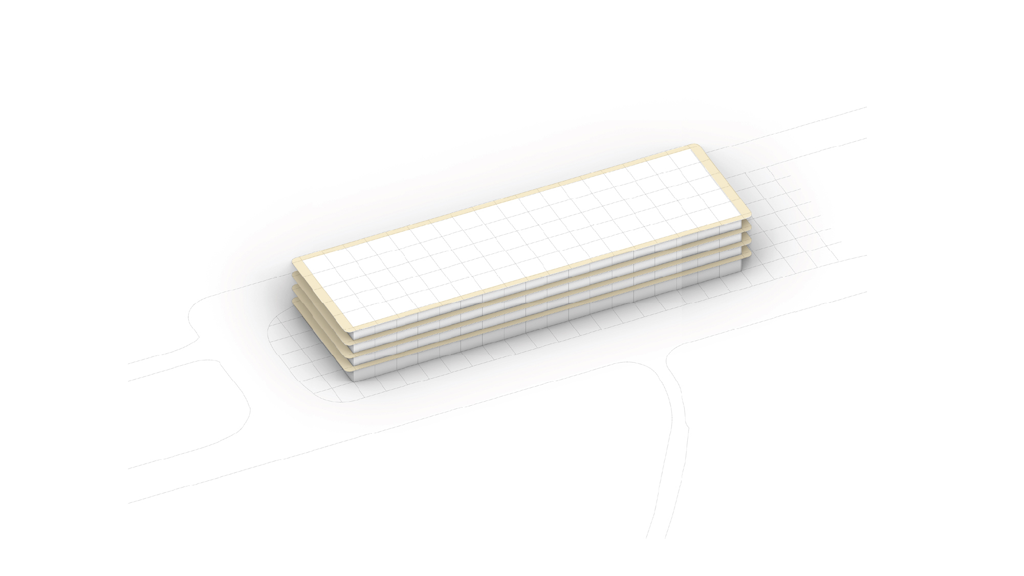 Diagram with facade and terraces of Campus Reichhold