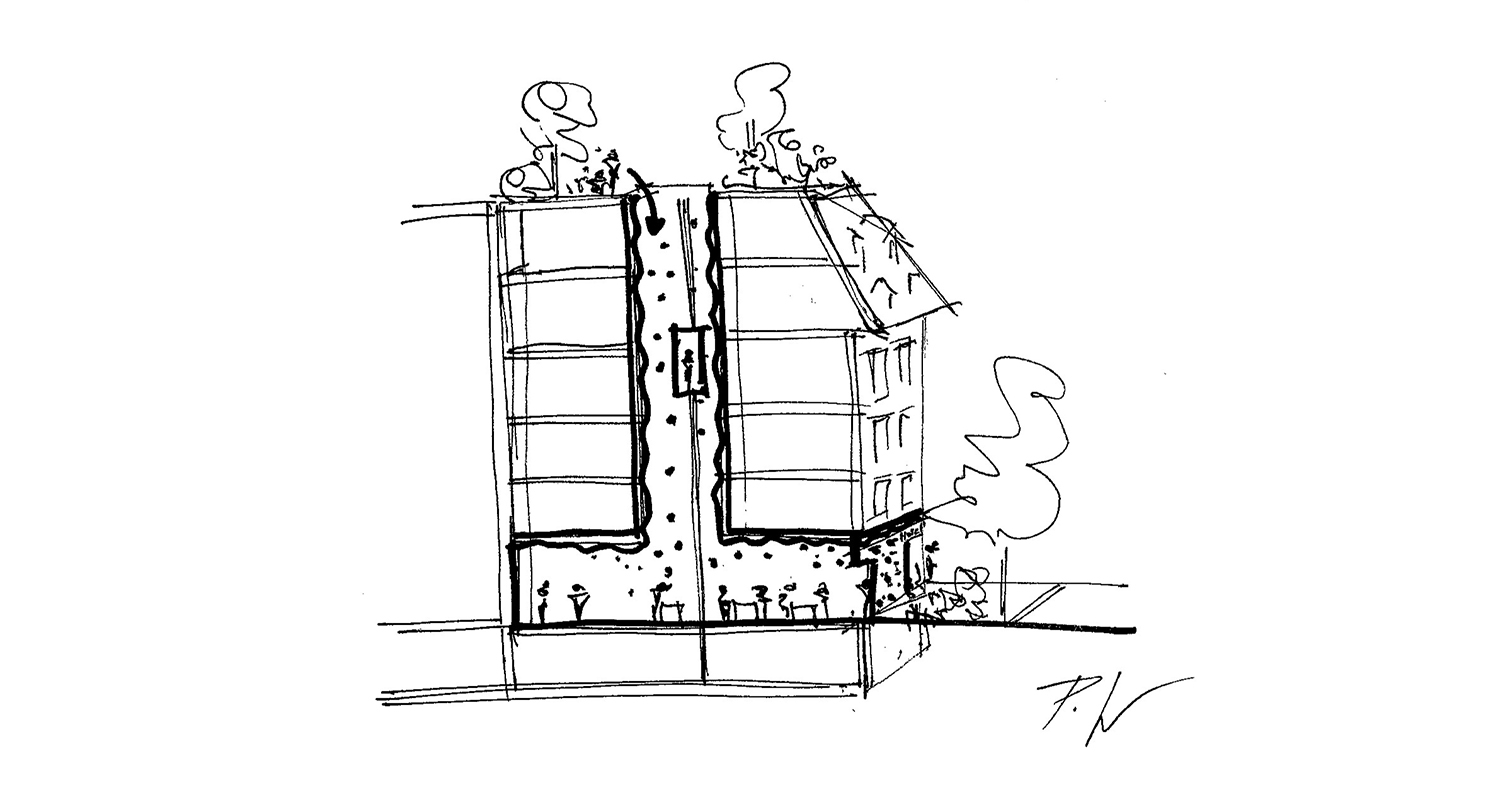 Project sketch for Boutique hotel in Zurich