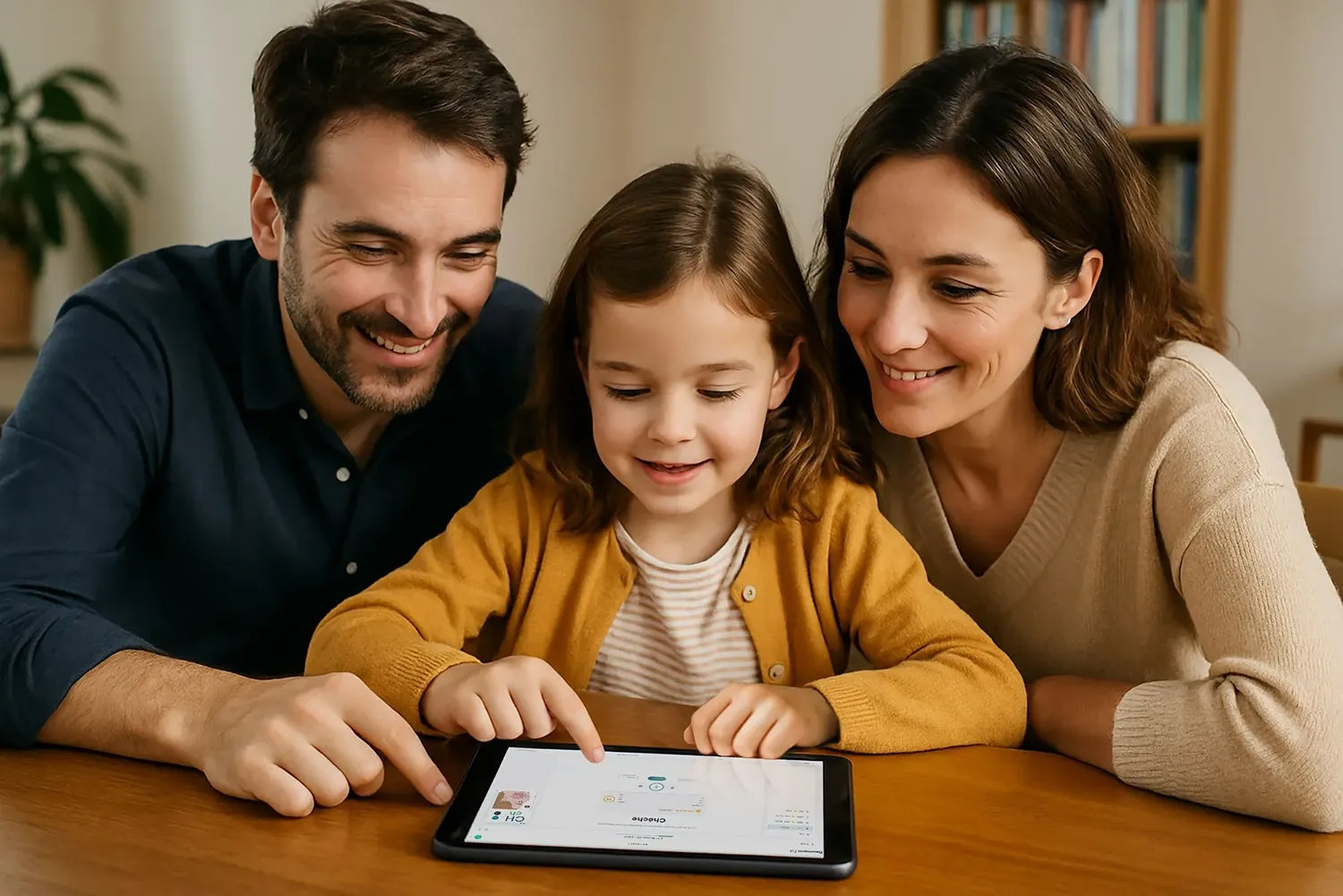 Famille utilisant le logiciel d'orthophonie Baumann
