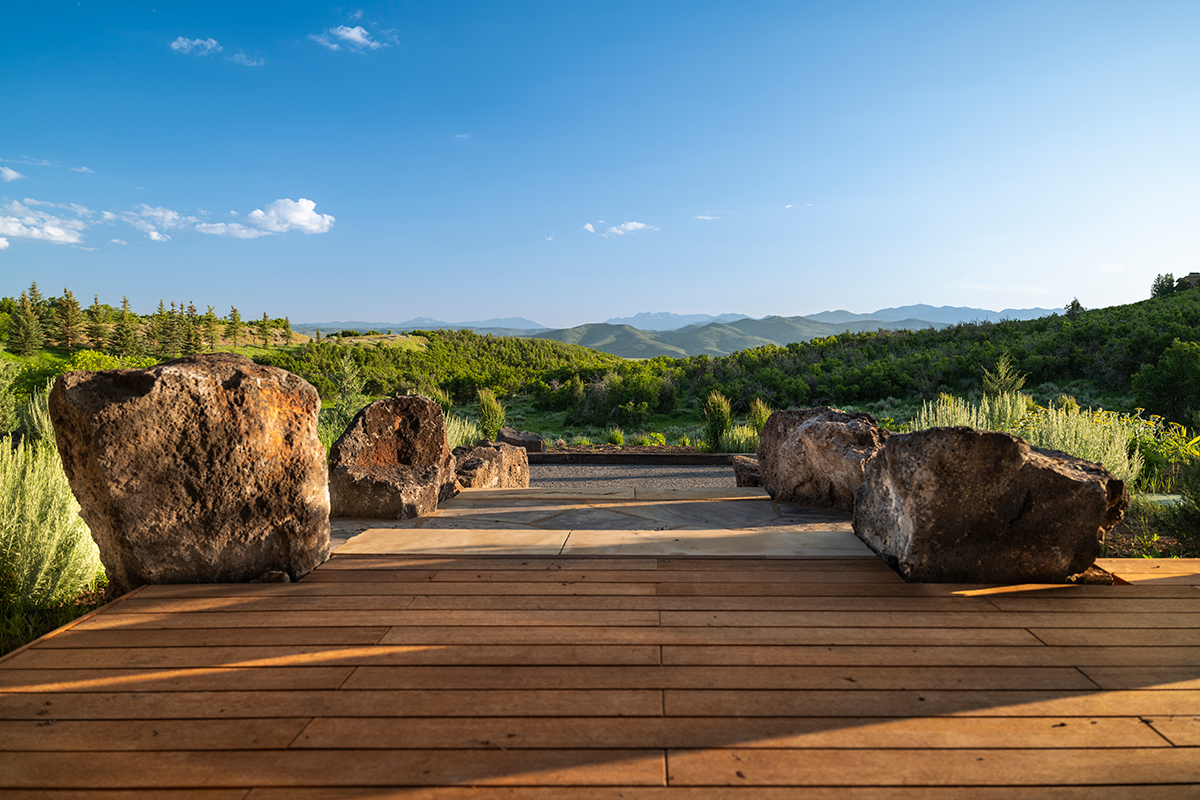 rocks framing an egress view of a residential property in park city utah