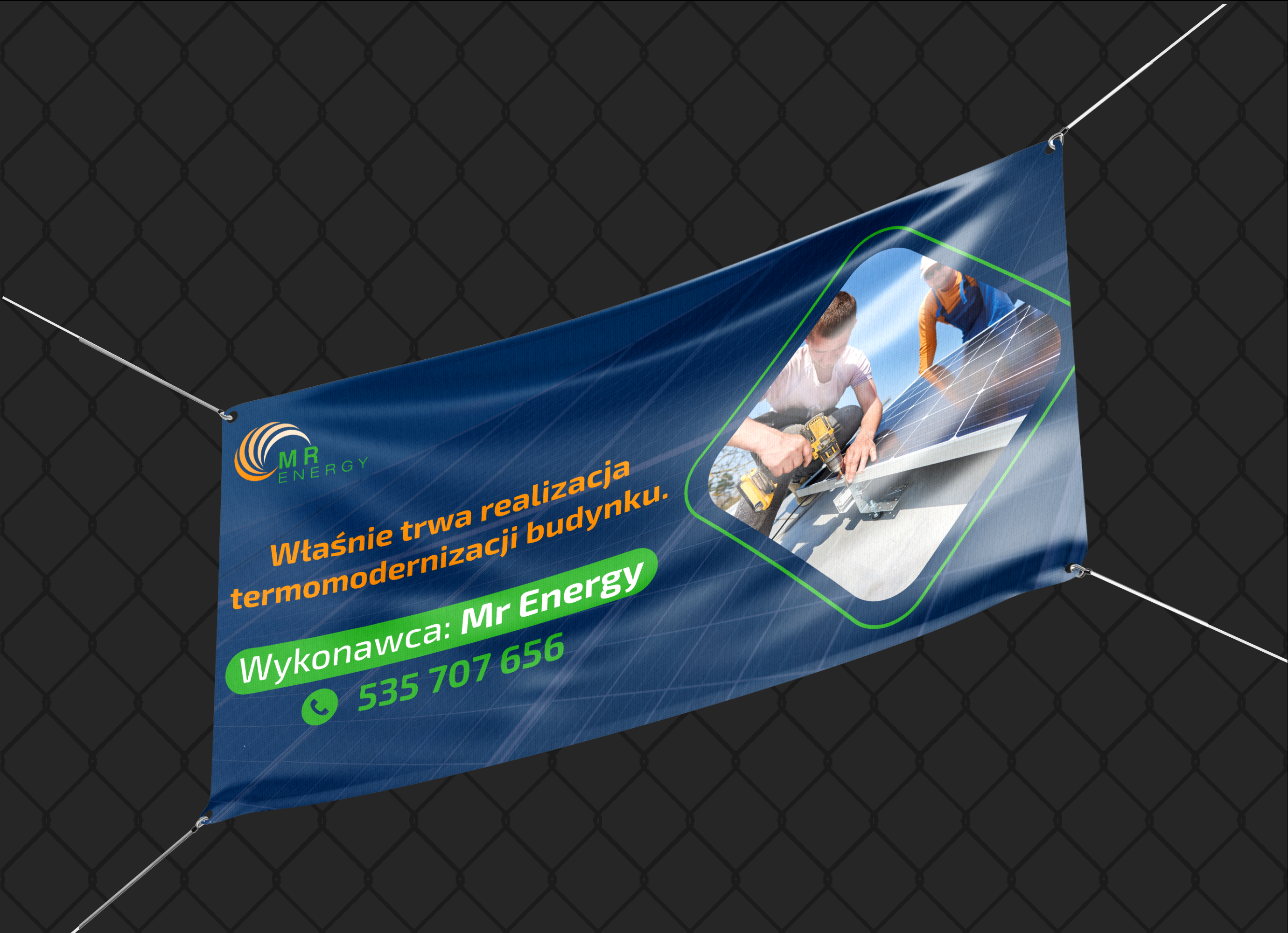 Projekt baneru reklamowego na płot.
