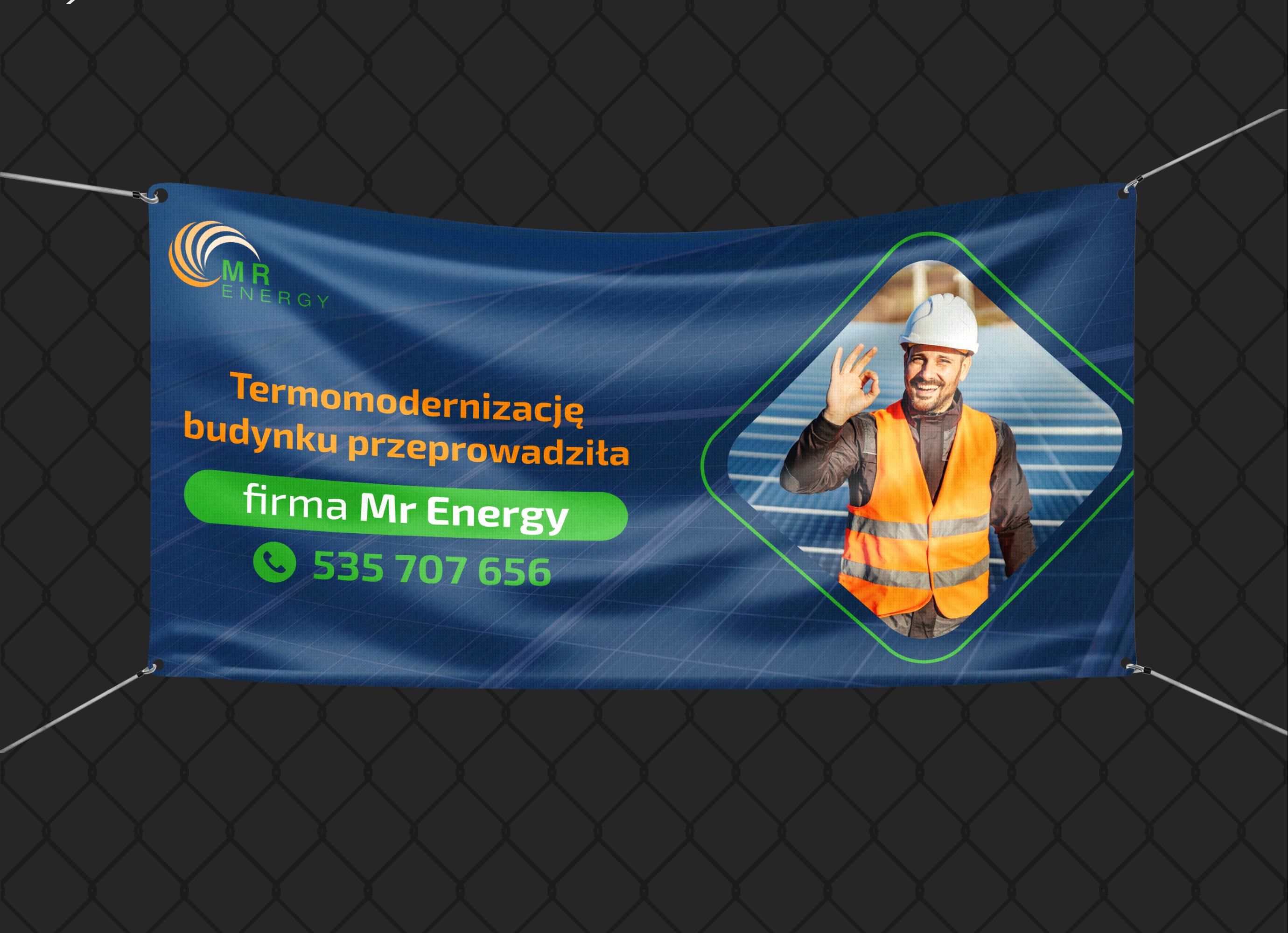 Projekt baneru reklamowego na płot.