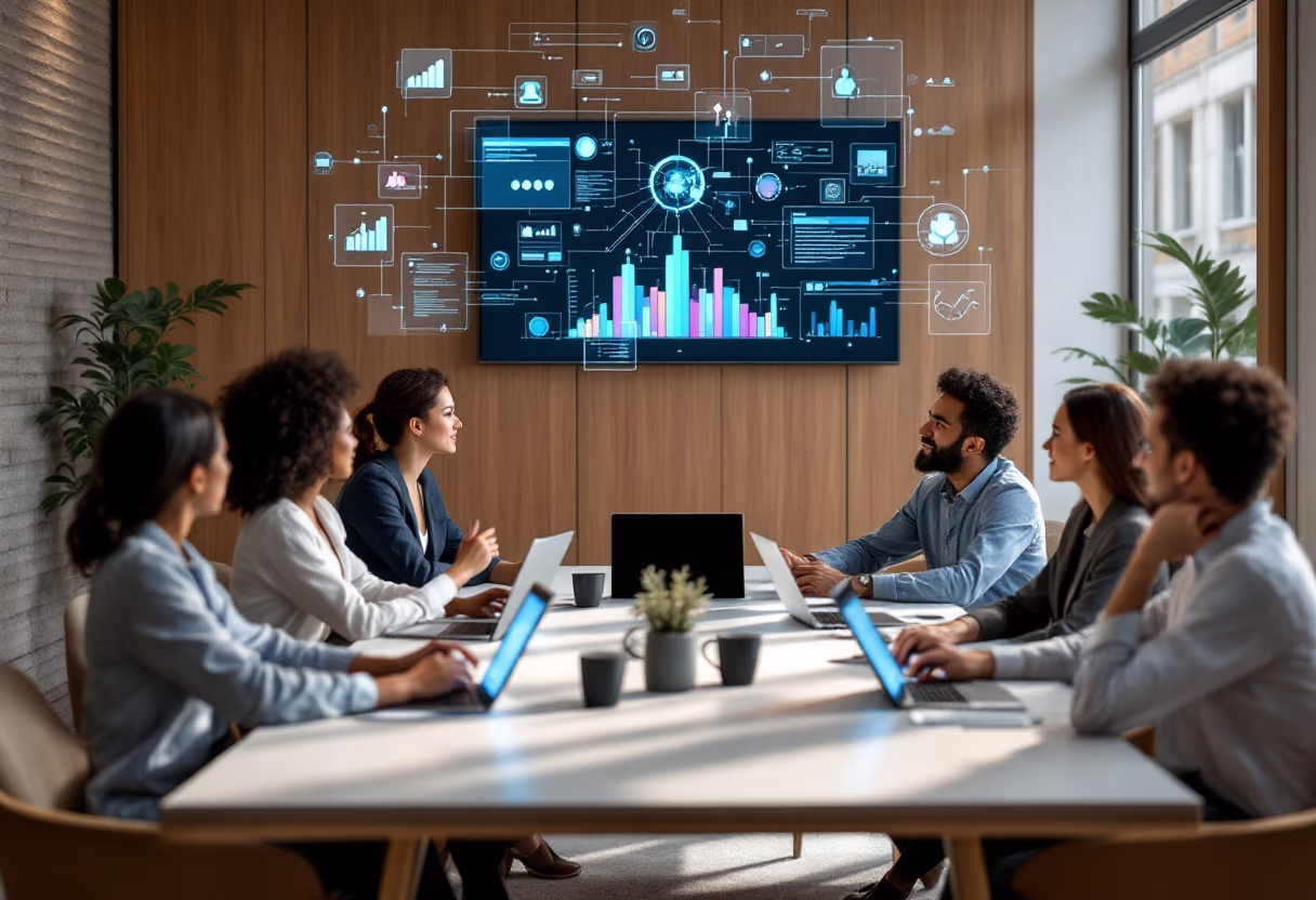 image of accountants in action, reviewing financial data on screens