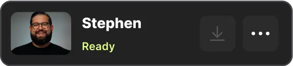 Profile card with a smiling man wearing glasses and beard, labeled Stephen with status Ready in yellow text.