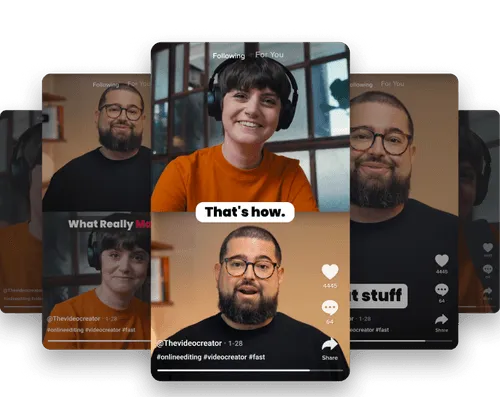 Split-screen TikTok video showing woman on top and a man speaking below.