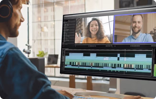 Person editing a video on a computer 