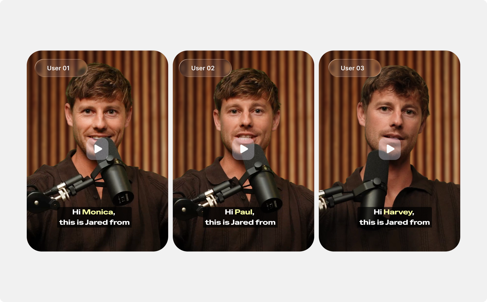 Riverside personalized video messages sent to multiple recipients from a single recording