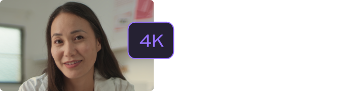 Video recording guest with a 4K quality badge indicating high resolution capture